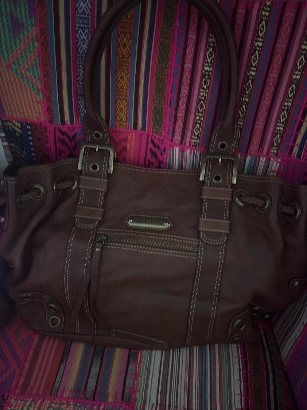 Brown Leather Tote Bag with Dual Handles